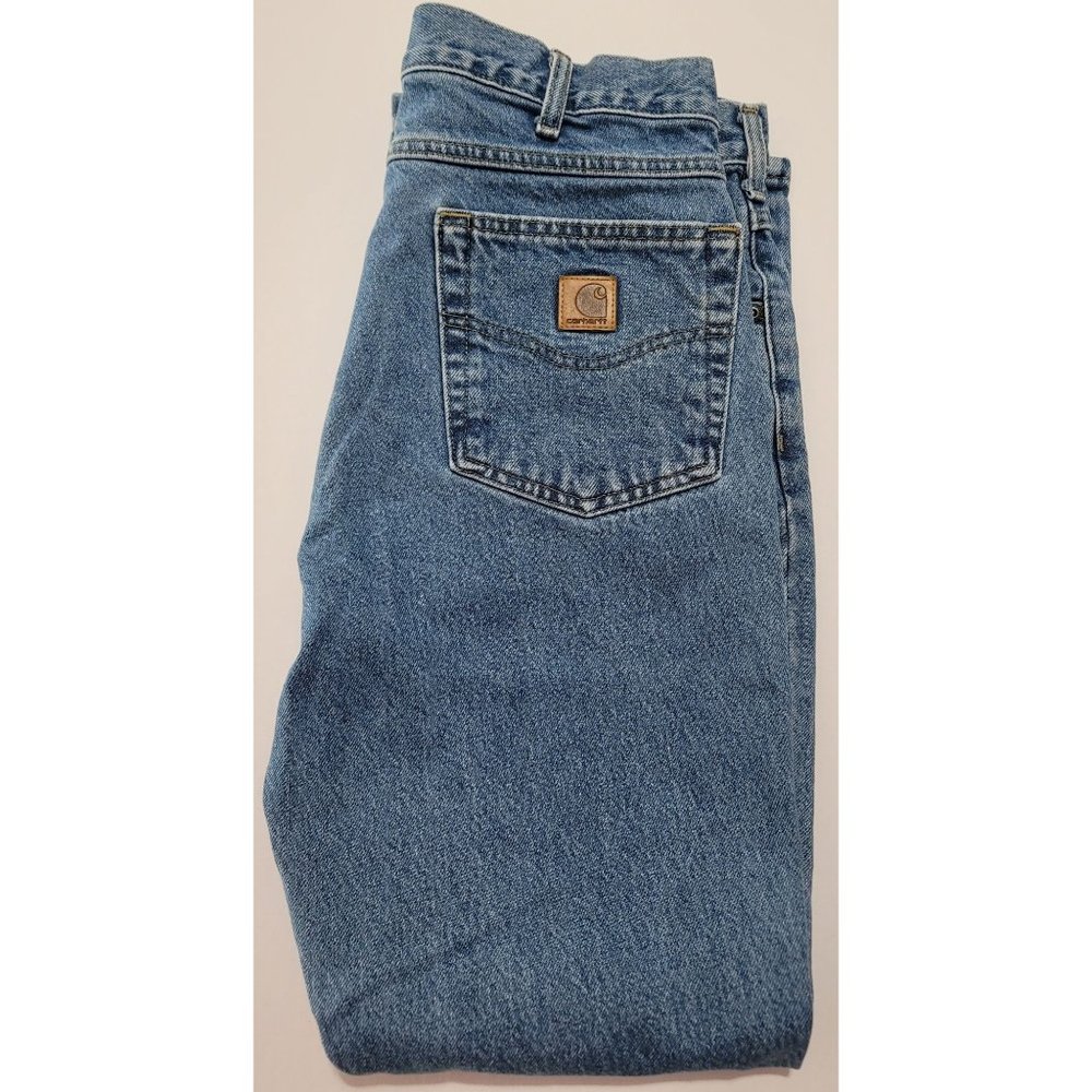 Carhartt Straight Traditonal Fit, B18 STW, 33W x 32L Blue Jeans. RN# 14806.